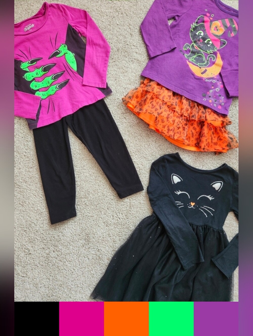 Girls 4T Halloween Mix & Match Bundle | Cat, Witch, Purple, Fall | 5 Piece